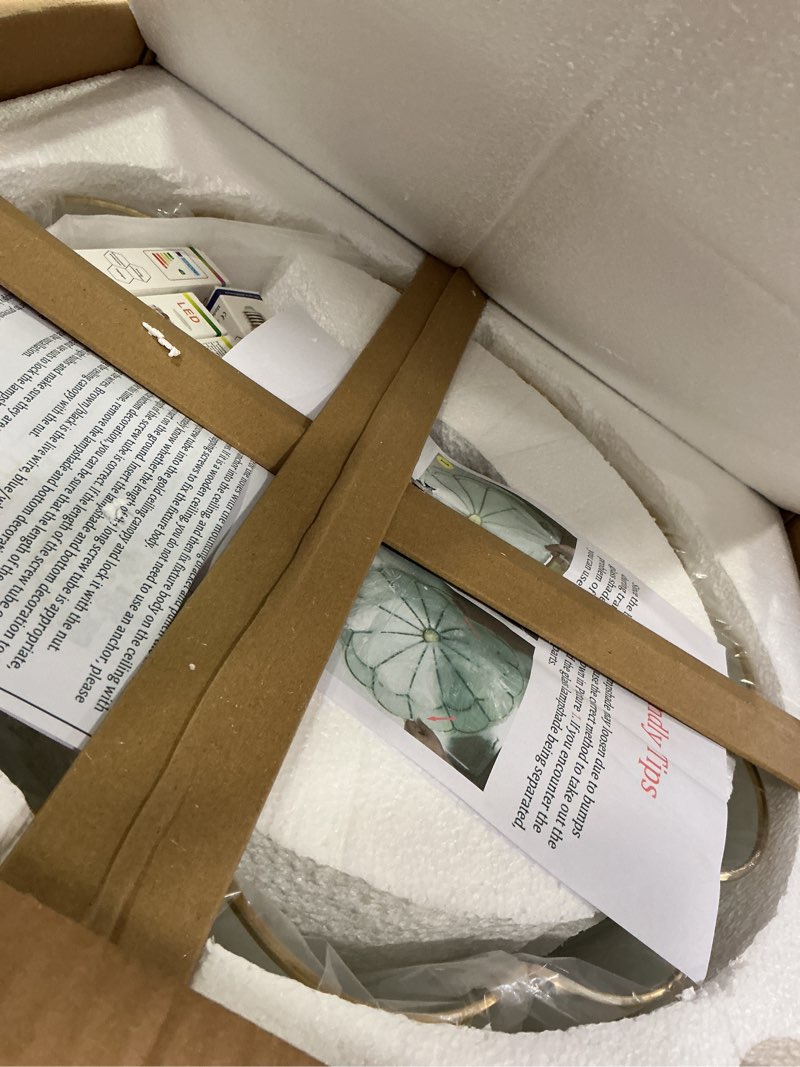 Condition photo showing New/Like New for Brass Flush Mount Ceiling Light, Frosted Glass Ceiling Mount Light, 4 Lights Classic Close to Ceiling Lighting for Bedroom Kitchen, Bulb Included (A, 17.7") A 17.7''