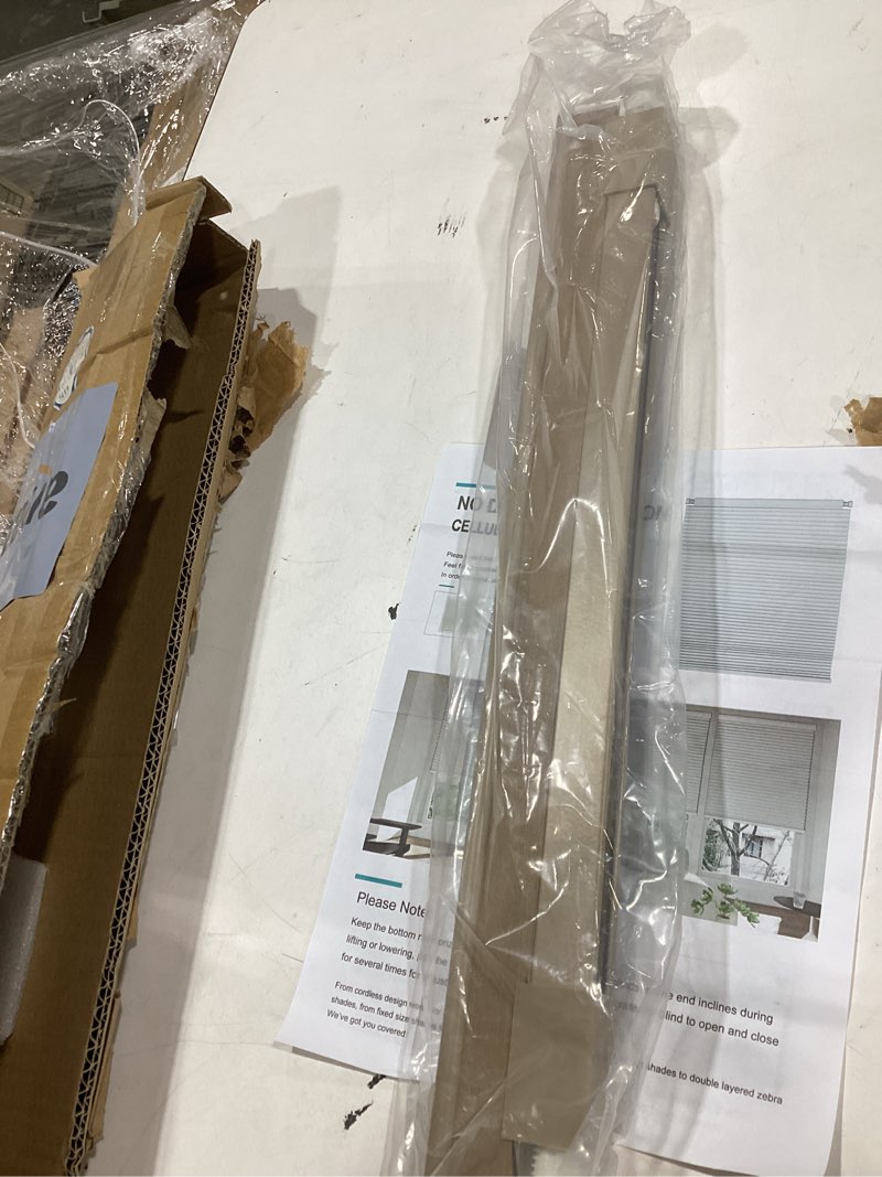 Condition photo showing Good Condition for no drill cellular shades for indoor windows, thermal insulating & noise reducing honeycomb blinds, free stop cordless blackout shades, beige, 22" w x 64" h 22"w x 64"h beige(blackout)