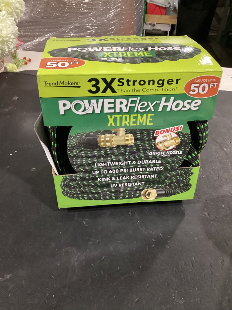 Condition photo showing As Is for flex-able hose flex-able xtreme hose 50ft - kink free, expandable, heavy duty, green garden hose