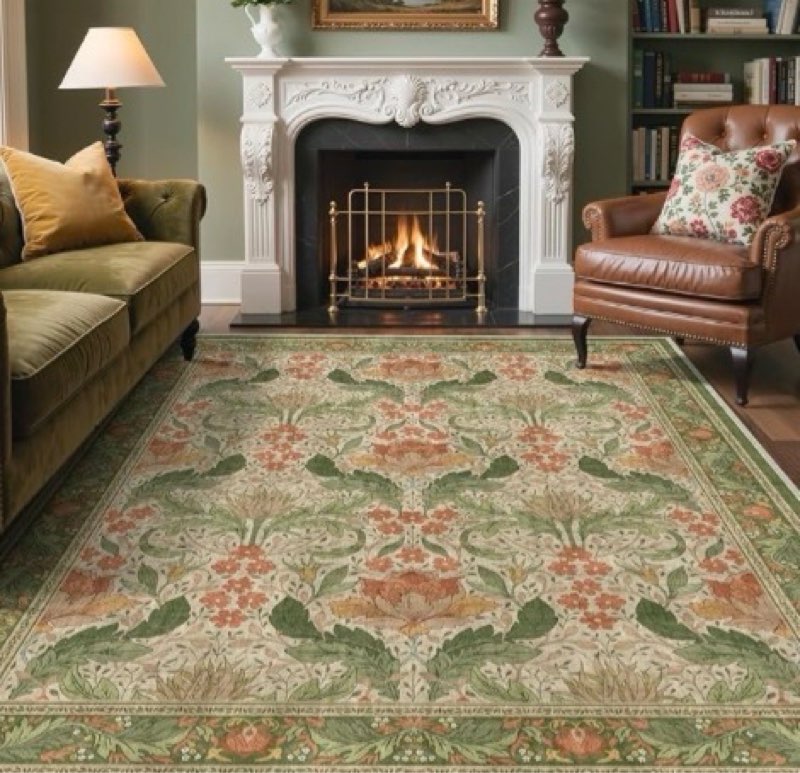 bavni 8x10 area rugs for living room, microfiber machine washable non-slip vintage floral rug, low p