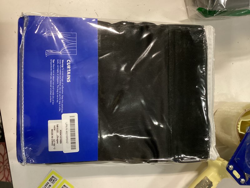 Condition photo showing New/Like New for MIULEE 2 Panels Back Tab Blackout Curtains 96 Inch Long for Living Room Bedroom, Halloween Black Rod Pocket/Pinch Pleated Thermal Insulated Room Darkening Light Blocking Floor to Ceiling Curtain/Drape Black 52"W x 96"L (Pack of 2)