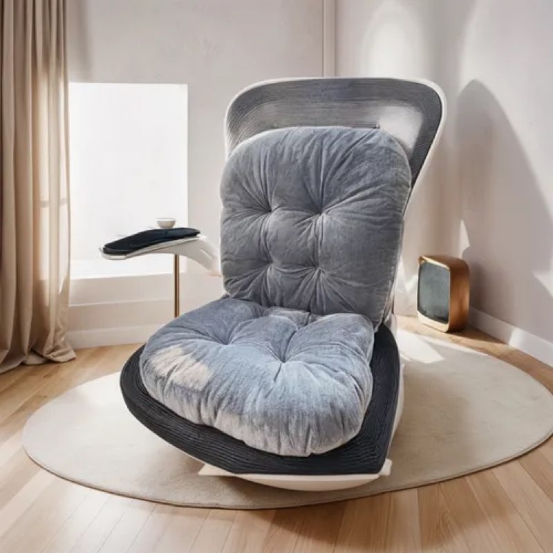 Cojín para silla mecedora de respaldo alto con soporte de respaldo - Cojín de asiento de oficina de felpa para relajarse y glúteos perezosos