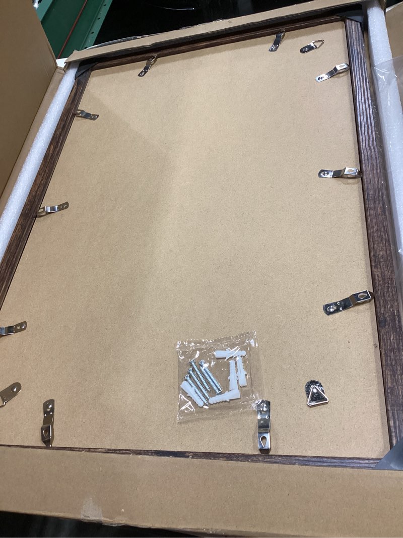 Condition photo showing Good Condition for 16x24 frame set of 2, rustic brown wood style - display 16 x 24 picture without mat or 12x18 picture with mat, wall mounting horizontal and vertical rustic brown 16x24 in