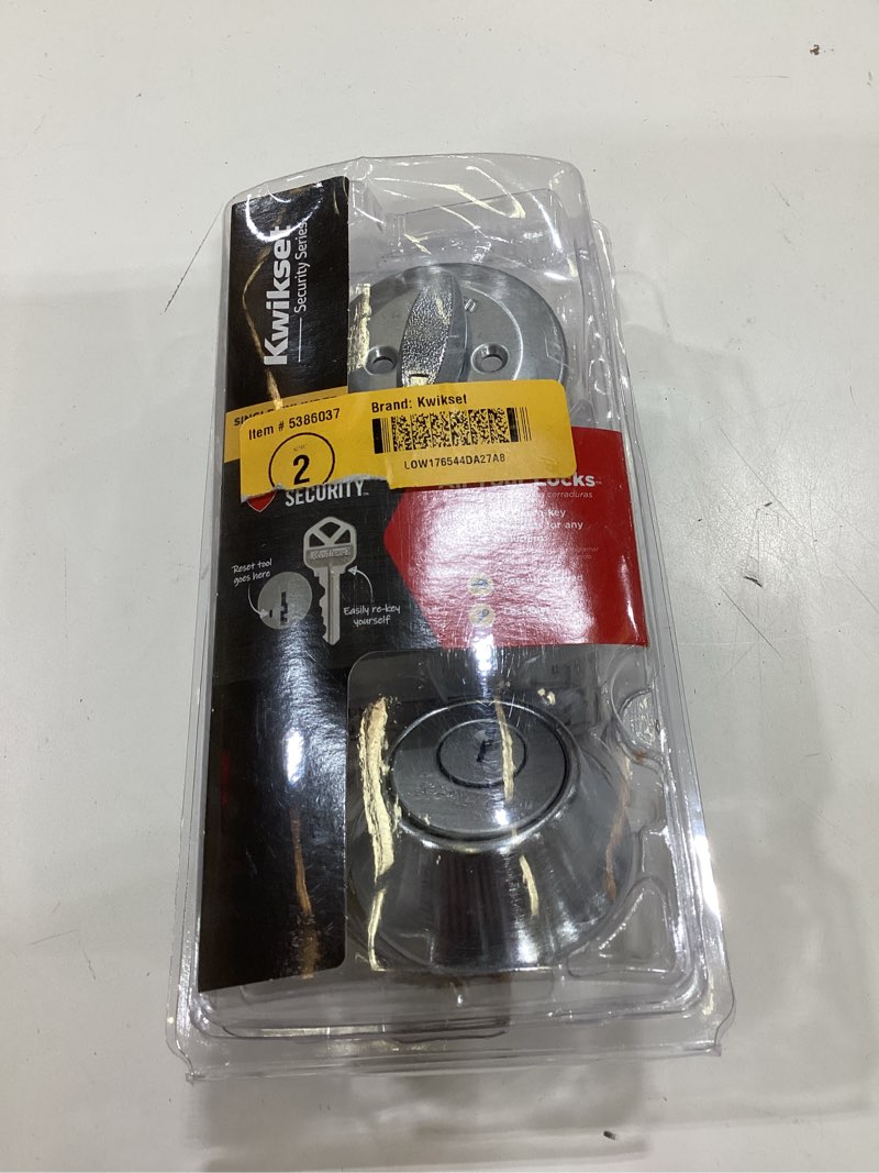 Condition photo showing As Is for kwikset security 660 series satin chrome single cylinder deadbolt with smartkey