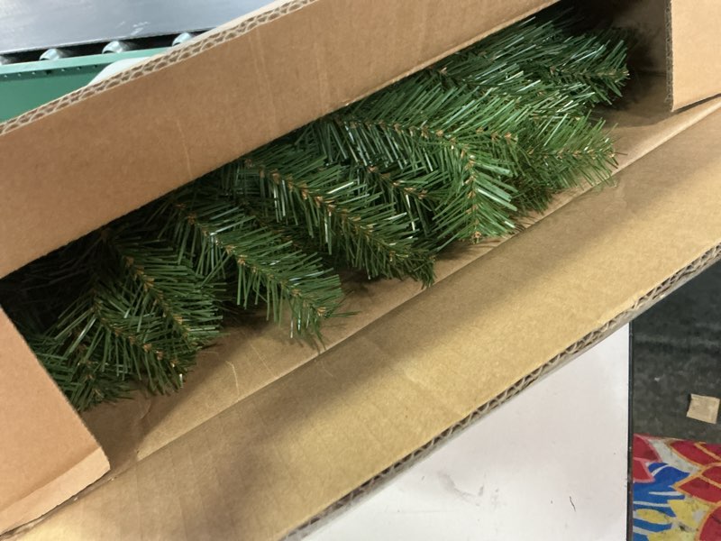 Condition photo showing Good Condition for National Tree Company 24 in Pre-Lit Norwood Fir Artificial Christmas Wreath, Christmas Decoration with 50 Clear LED Lights, 250 Tips, Timer, Green 24 in Christmas Wreath