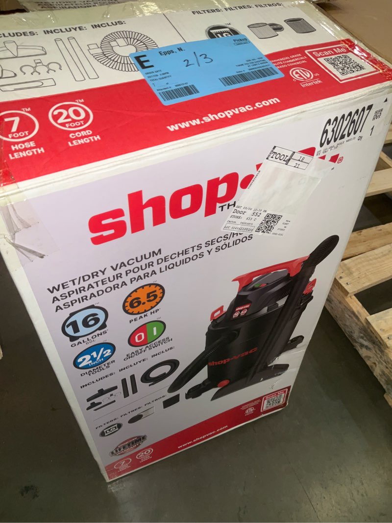 shop-vac 16-gallon 6.5 hp corded wet/dry shop vacuum with accessories included