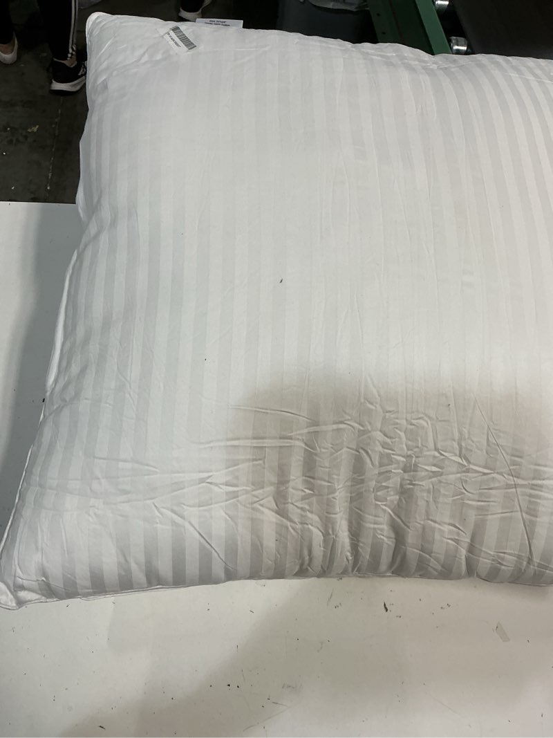 Condition photo showing As Is for Oubonun 24 x 24 Throw Pillow Inserts, Firm and Fluffy Decorative Square Pillows for Couch Bed Sofa with Soft Cotton Cover White Cushion with Down Alternative Pack of 2 24x24 Inch (Pack of 2)