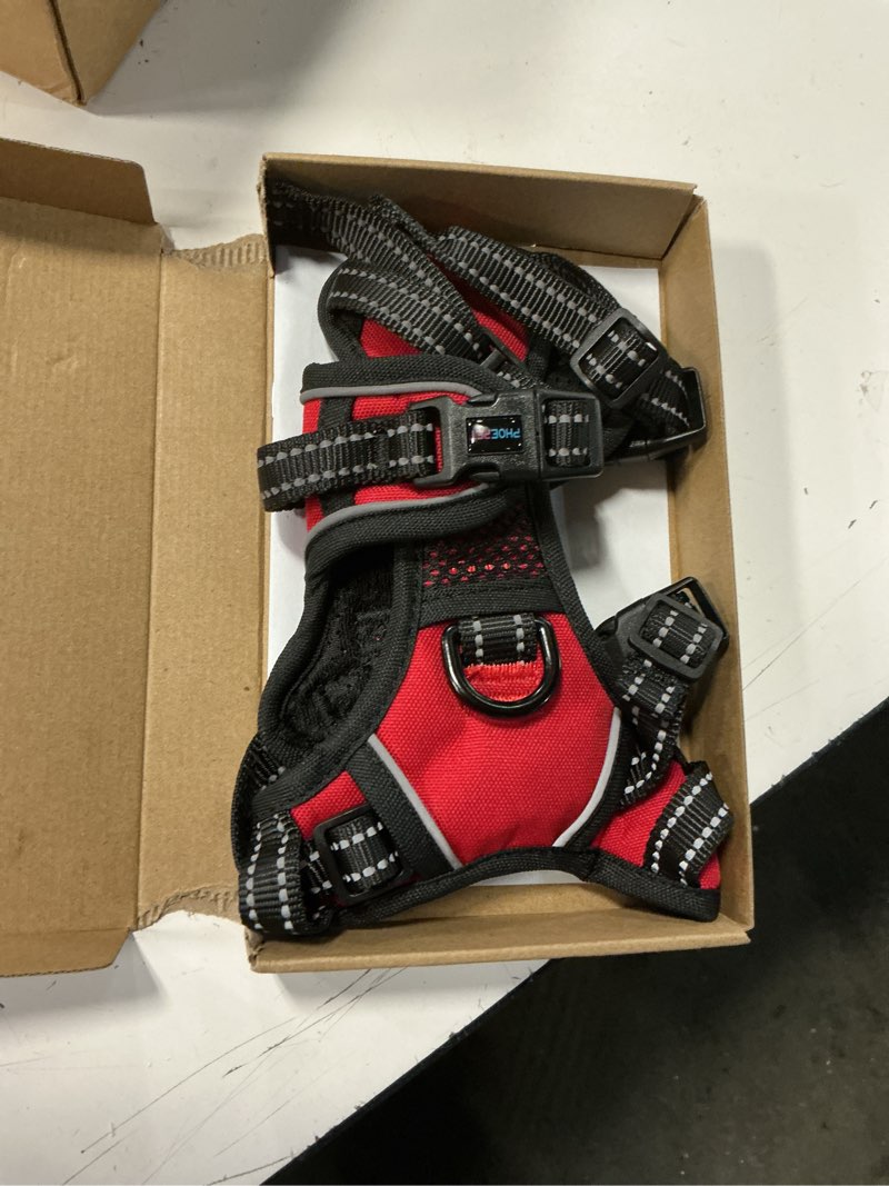Condition photo showing Good Condition for phoepet no pull dog harnesses for small dogs reflective adjustable front clip vest with handle 2 metal rings 3 buckles [easy to put on & take off](xs, red) extra small red