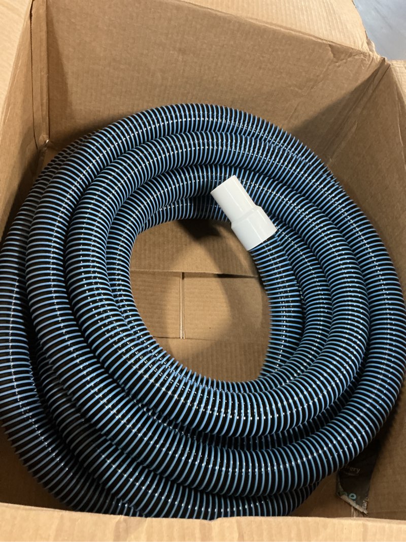 Condition photo showing Good Condition for 1-1/4 inch x 27ft heavy-duty spiral wound pool vacuum hose with kink-free cuff - durable, flexible, universal fit for pool maintenance, ?white, blue 1-1/4 in. x 27ft.