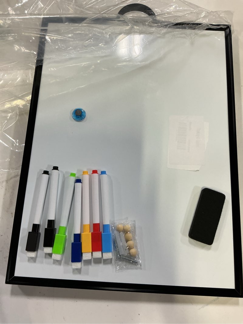 Condition photo showing Good Condition for tsj office small white board - 16" x 12" portable black aluminum framed whiteboard, magnetic dry erase board with a handle, to do list notepad for office, home, school black-vertical