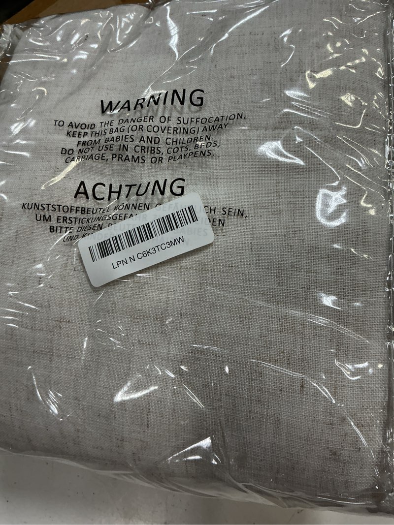 Condition photo showing New/Like New for nanspring beige white linen curtains 84 inch length for living room linen blend back tab and rod pocket semi sheer light filtering rustic coastal decor curtains for bedroom 60 x 84 inch, 2 panels 60"w x 84"l (pack of 2) beige white