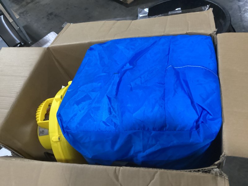 Condition photo showing As Is for White Bounce House with Blower, 9x9x7FT Inflatable Castle with Slide & Ball Pit, Wedding Party Decoration & Kids Indoor Outdoor Jumping House