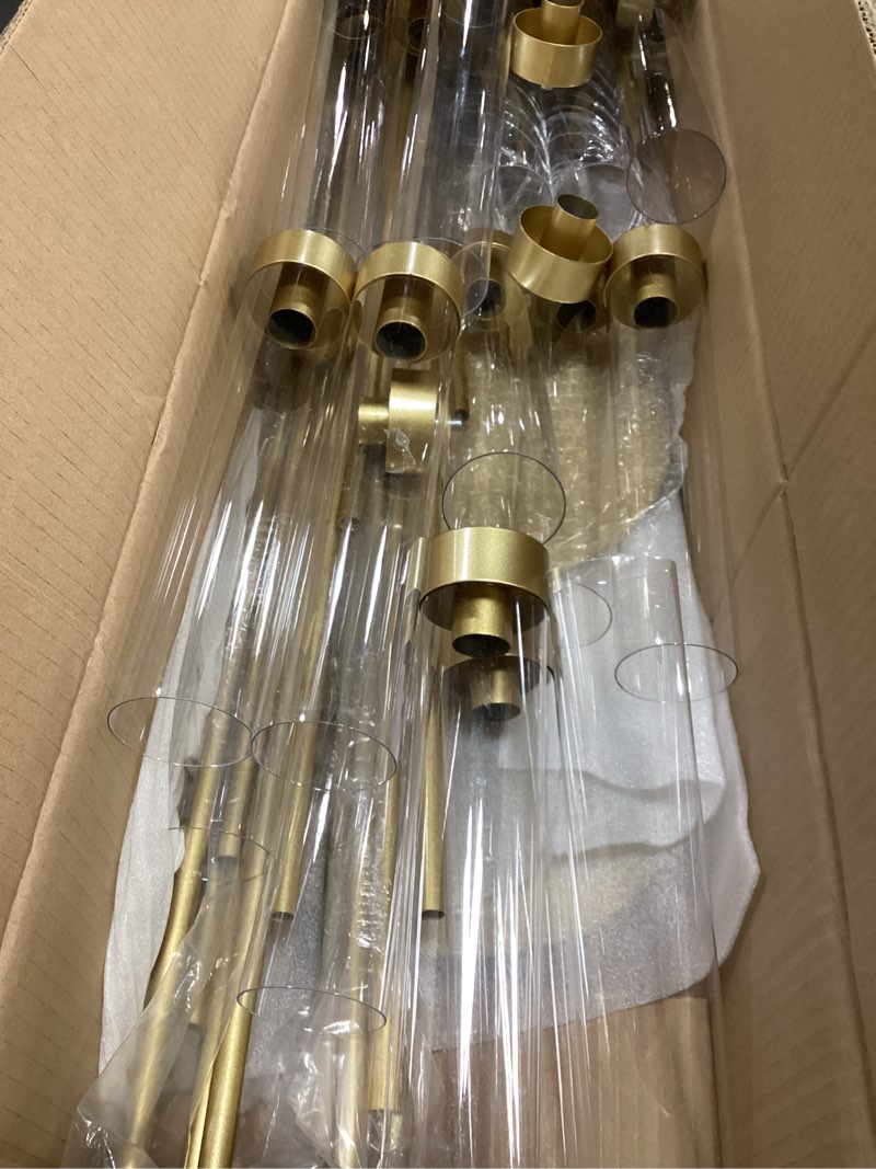 Condition photo showing Good Condition for 5 arm candelabra with acrylic lampshade set of 4 gold candelabra for wedding table birthday party home decoration 39.4'' candle holder fit led taper candles gold 4pcs
