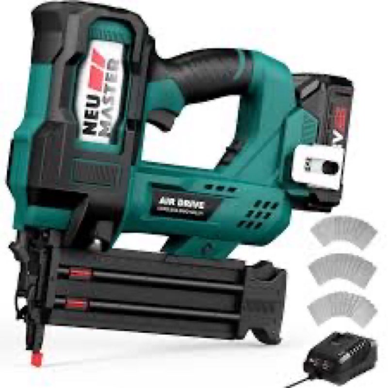 NEU MASTER Nail Gun Battery Powered, Cordless Nail Gun-18GA 2 Inch Nail with Depth Adjustment/1800pc