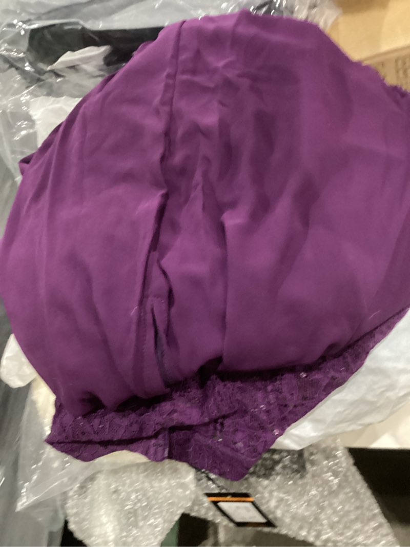 Condition photo showing Good Condition for used miusol women's elegant sequin lace contrast chiffon split style evening party maxi dress large purple