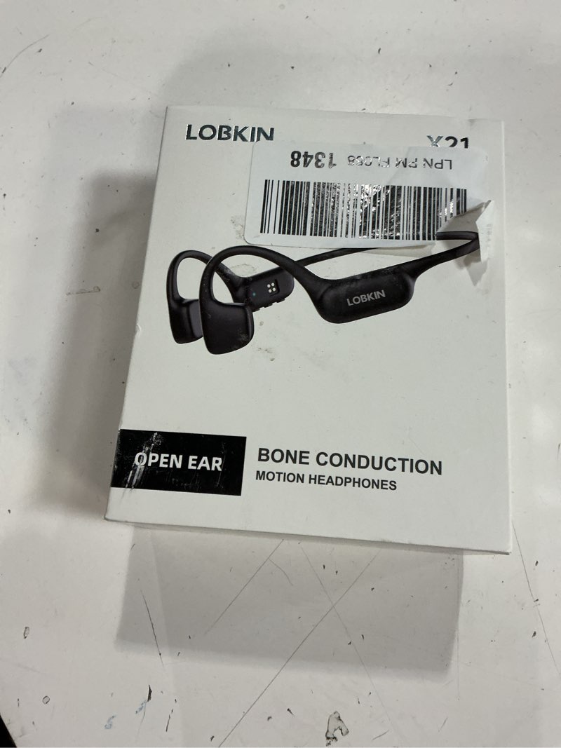 Condition photo showing New/Like New for lobkin bone conduction headphones bluetooth 5.4 - open ear headphones wireless with mic, ipx5 waterproof sports earphones for running, gym workout, ski, cycling black