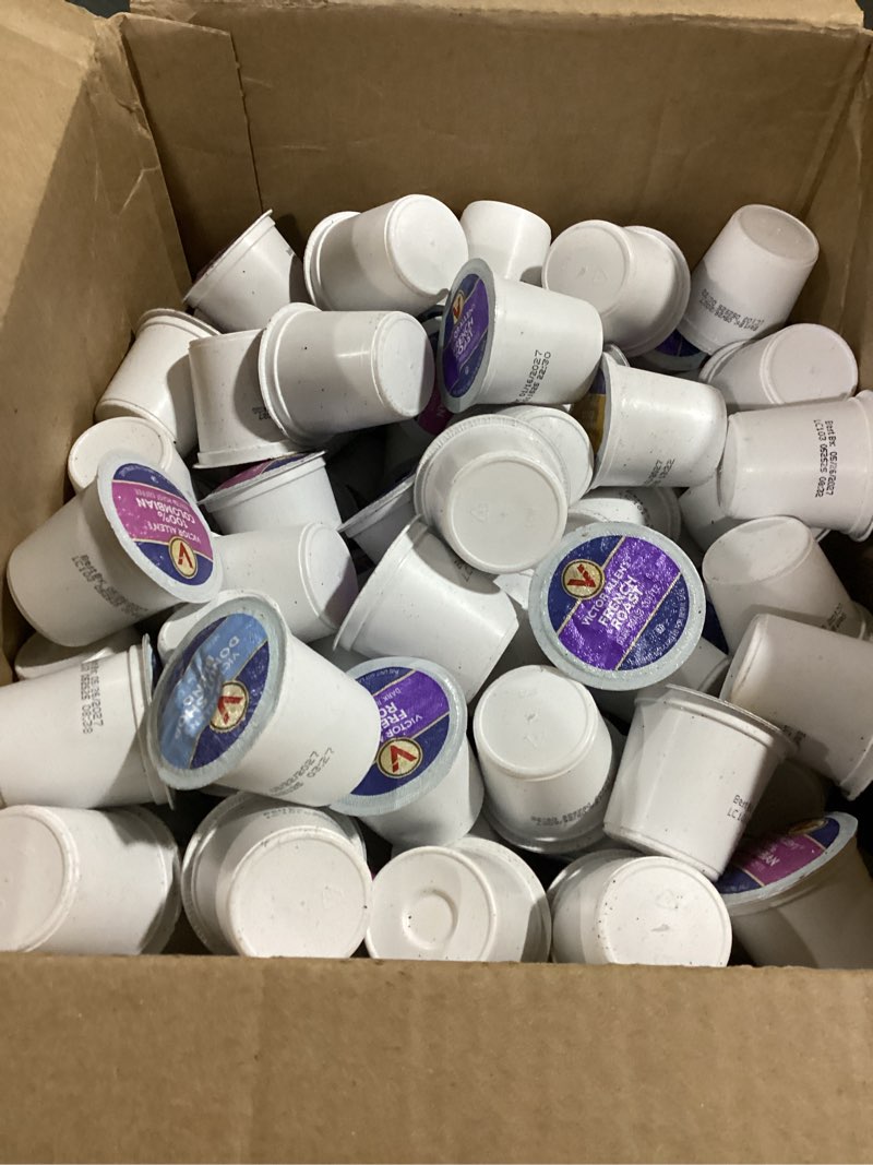 Condition photo showing As Is for victor allen's coffee favorites variety pack, 200 count, single serve coffee pods for keurig k-cup brewers (morning blend, 100% colombian, donut shop blend, french roast) coffee favorites variety 200 count (pack of 1)