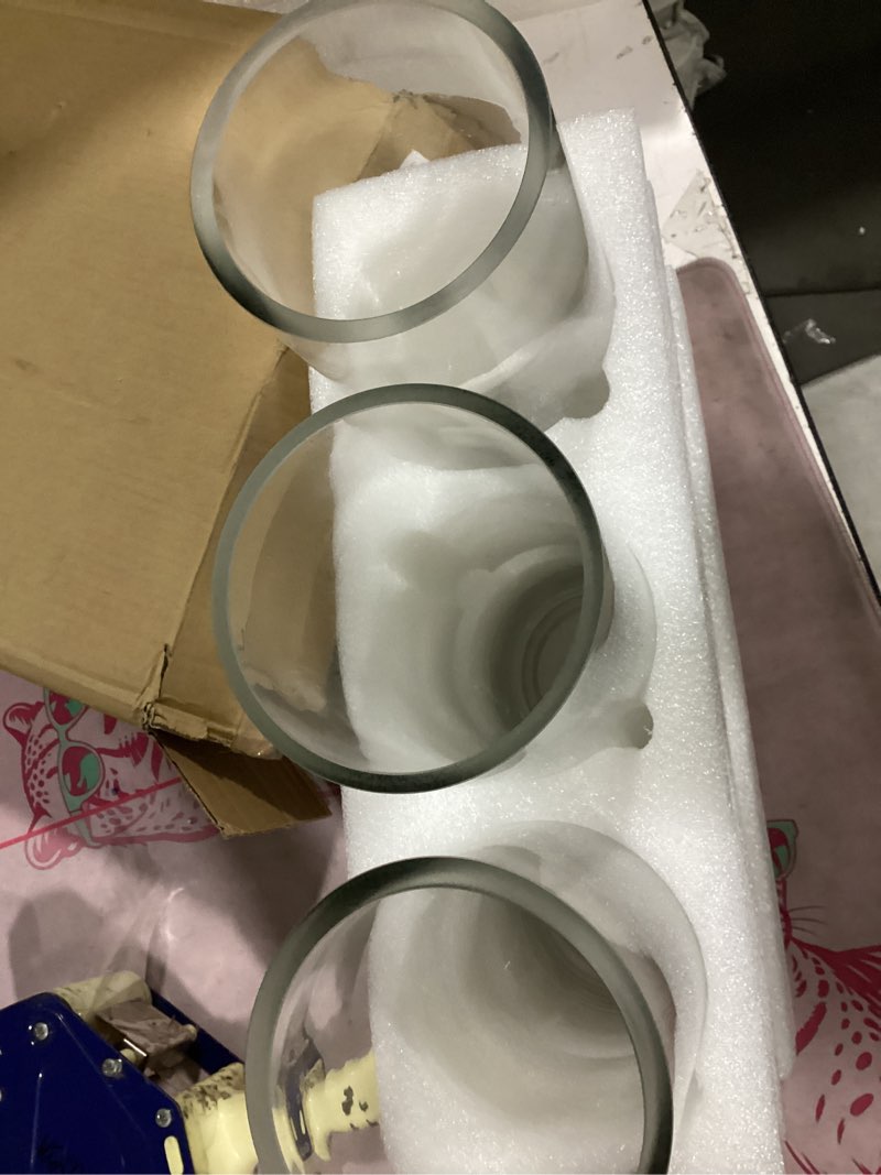 Condition photo showing Good Condition for 3 pack clear glass cylinder vases, table flowers vase candle holder for home,garden, wedding centerpiece decorations and formal dinners (width 4", height 14")