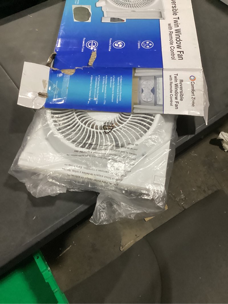 Condition photo showing Good Condition for comfort zone 9  3-speed reversible twin window fan with remote control  white