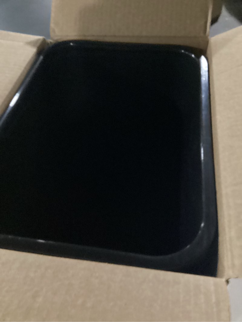 Condition photo showing New/Like New for Amazon Basics Rectangular Commercial Office Wastebasket, Easy to Clean, Space-Saving, 10 Gallon, Black Black 10 Gallon (Pack of 1)