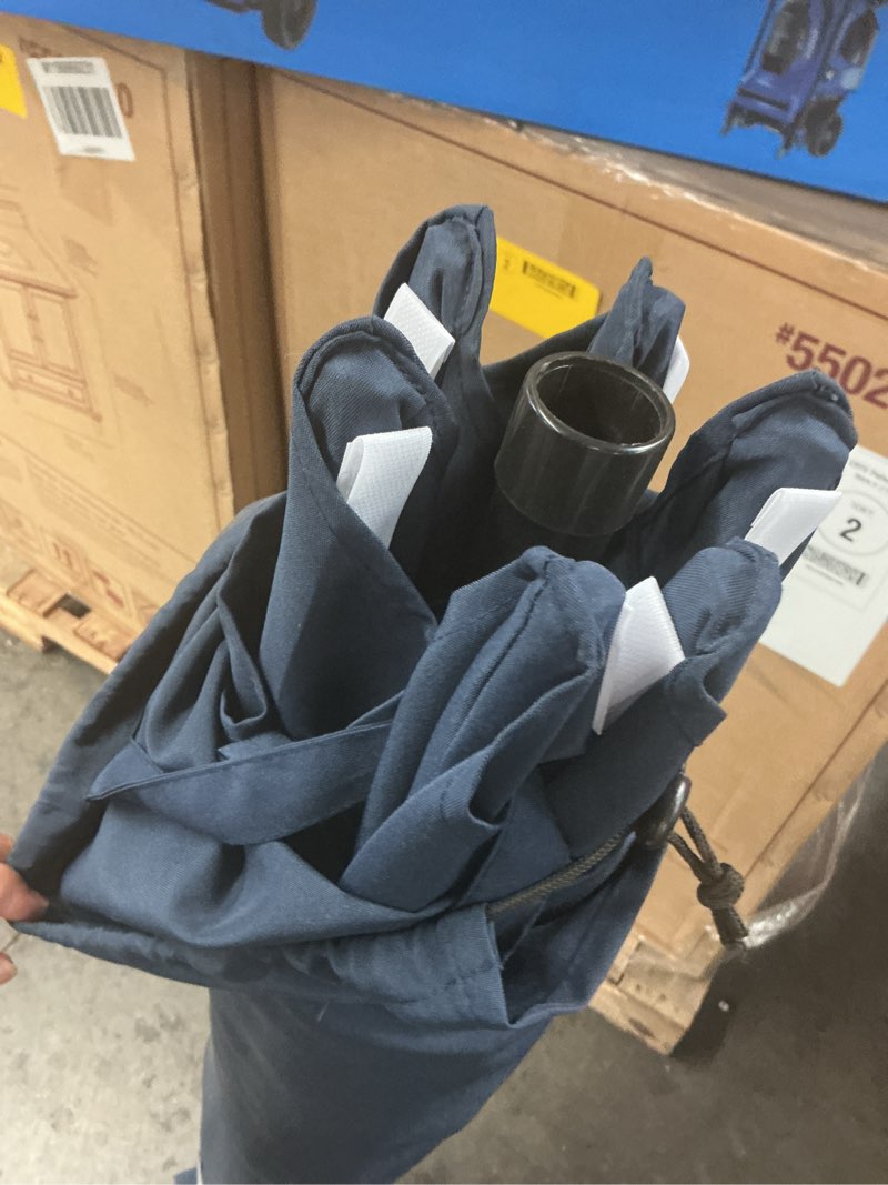 Condition photo showing As Is for style selections 7.5-ft steel blue push-button tilt market patio umbrella