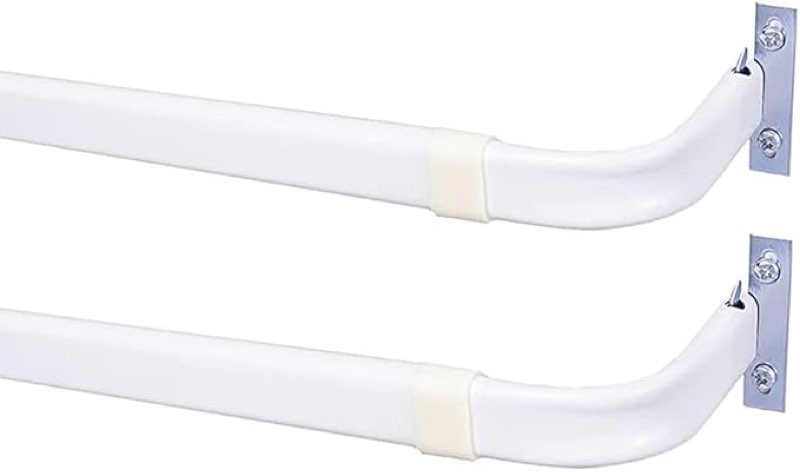 Heavy Duty Single Rod,Lock Seam Curtain Rod 28 to 48-Inch Adjustable Width, 2 1/2-Inch Projection?Hardware Included,White(Pack of 2)