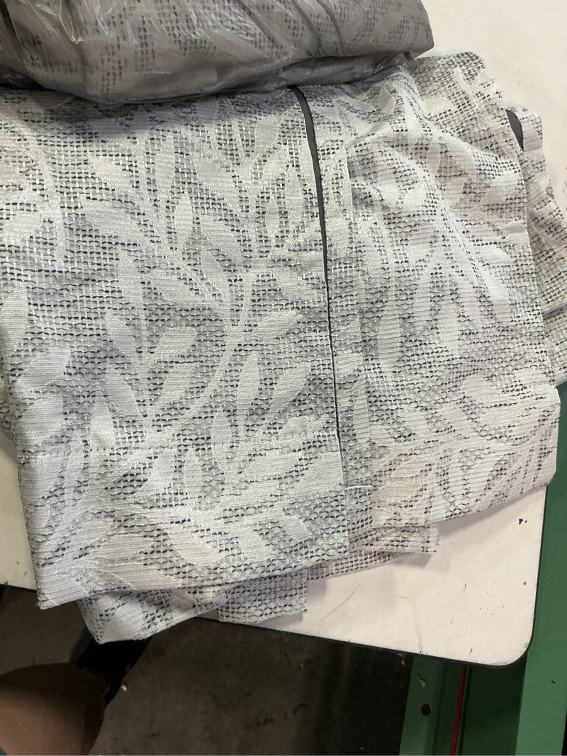 Condition photo showing As Is for mainstays room darkening jacquard panel pair curtains  37   x 84    grey