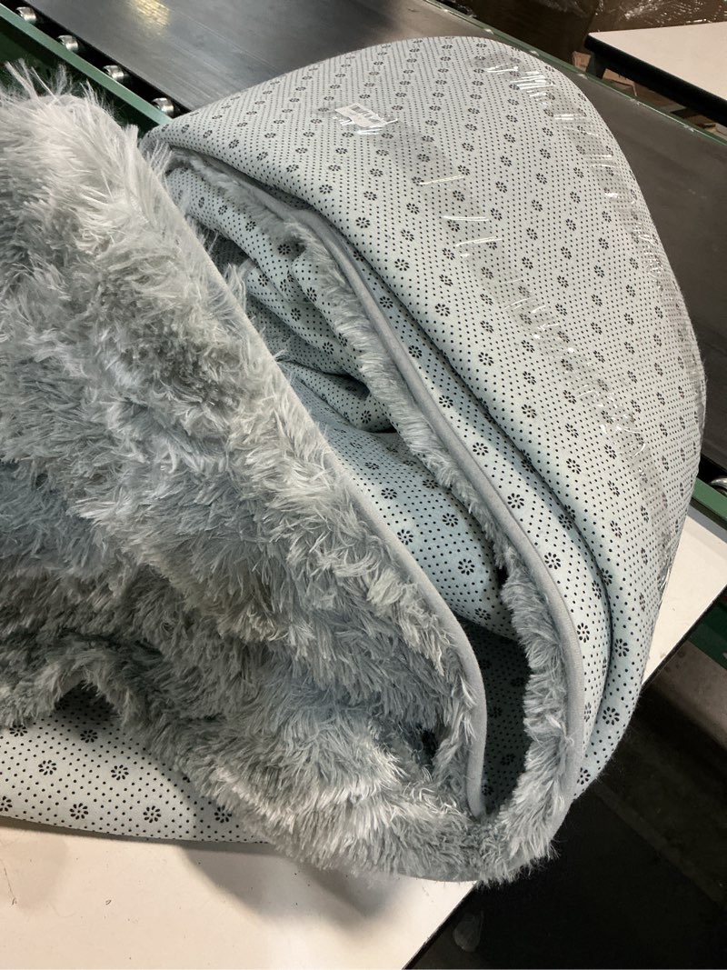 Condition photo showing As Is for (similar)large shag area rugs 5 x 8, tie-dyed plush fuzzy rugs for living room, ultra soft fluffy furry rug for bedroom, indoor carpet nursery rugs for kids room home decor, light grey tie-dyed light grey 5 x 8 ft