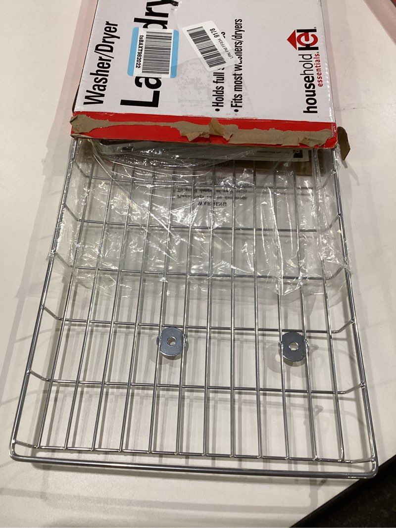 Condition photo showing New/Like New for Household Essentials Rear Display Over-The-Washer Storage Shelf to Organize and Store Laundry Room Supplies, Silver