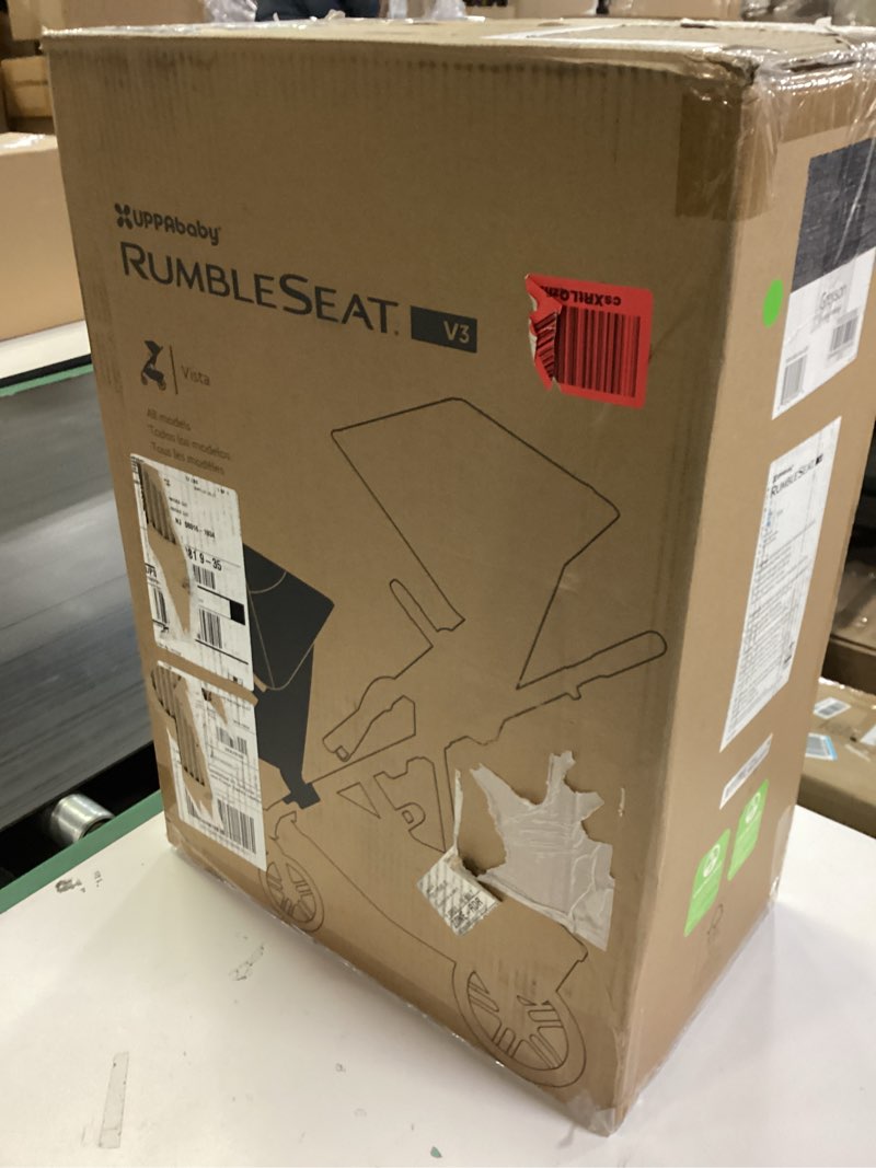 Condition photo showing New/Like New for UPPAbaby RumbleSeat V3 Second Lower Seat - Compatible with Vista V2 and Vista V3 - All-Weather Seat + Magnetic Buckle – Adapters Included - Greyson (Charcoal Mélange/Carbon Frame/Saddle Leather)