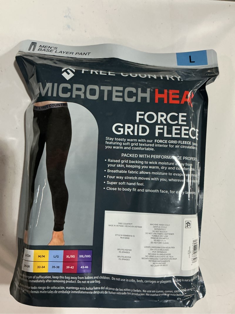 Condition photo showing New/Like New for free country men's microtech heat cocarber base layer pant (l)