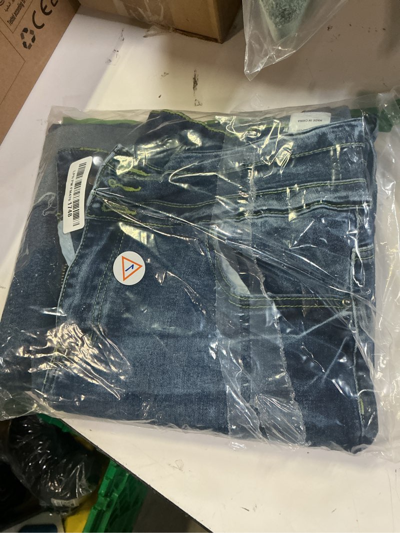 Condition photo showing Good Condition for  SIZE XL roswear Women's High Waisted Stretchy Wide Leg Jeans Cuffed Baggy Jeans Loose Denim Pants Light Blue 