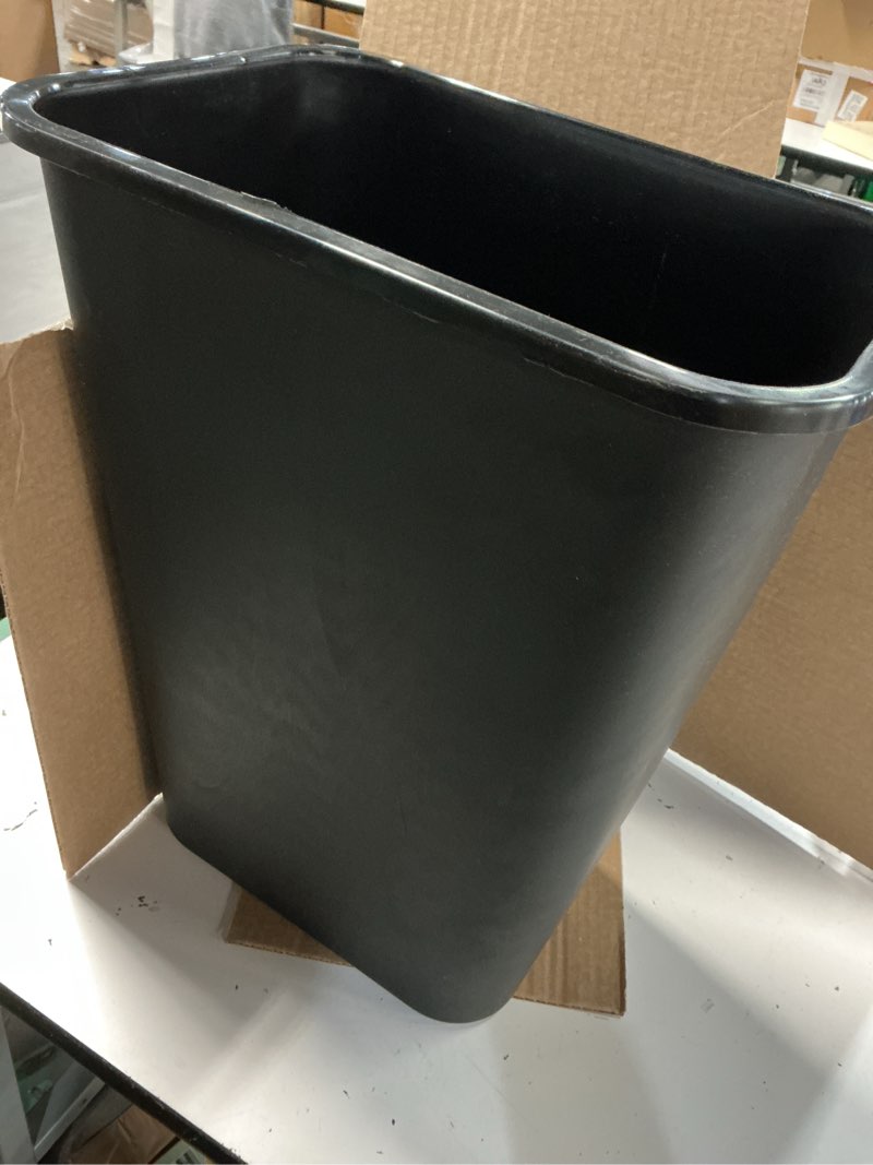 Condition photo showing Good Condition for amazon basics rectangular commercial office wastebasket, easy to clean, space-saving, 10 gallon, black black 10 gallon (pack of 1)