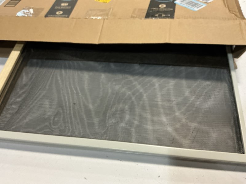 Condition photo showing New/Like New for frost king aws1845sp wb marvin adjustable window screen, 18in high x fits 25-45in wide