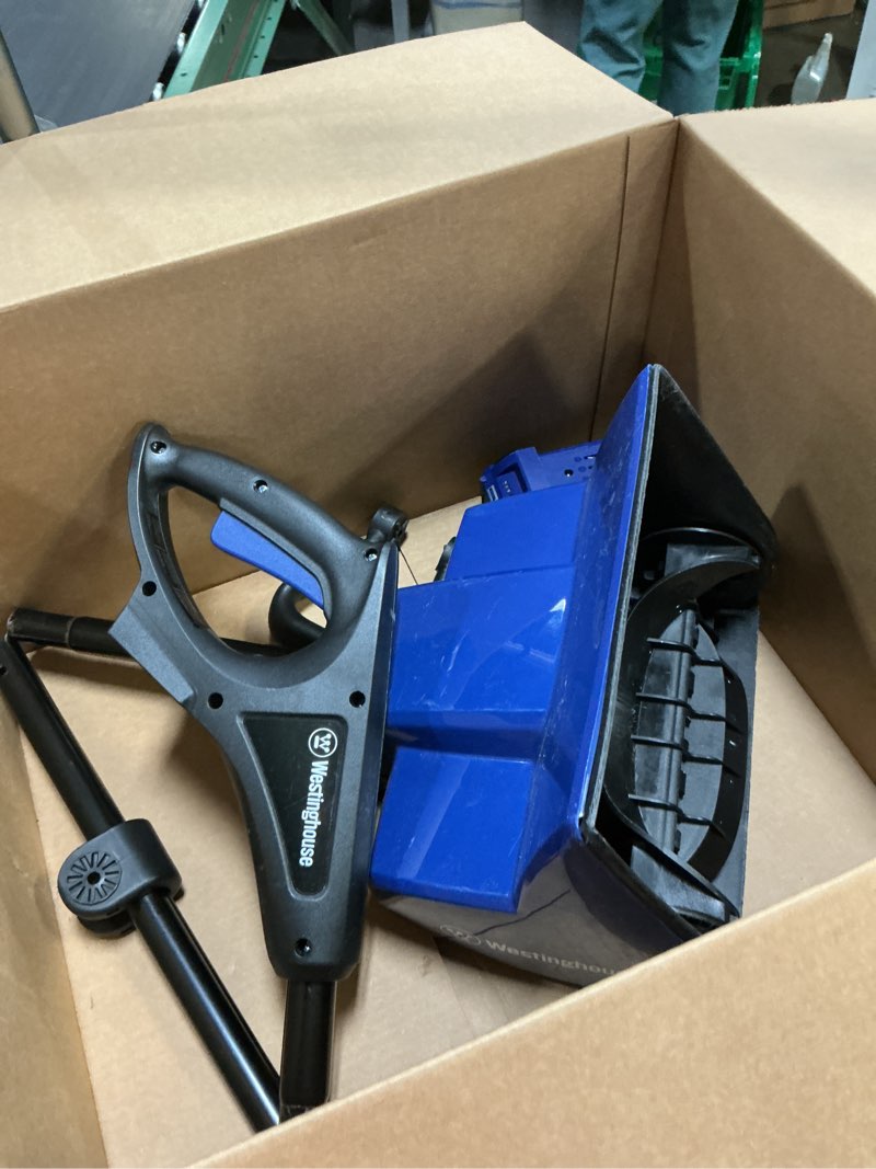 Condition photo showing As Is for Westinghouse WSnow11S 24V Cordless Snow Shovel 11 Inch Kit, 24V 4Ah Battery, Fast Charger, Electric Snow Shovel with 20ft Throwing Distance, Plows 75lbs/min, Compatible with Snow Joe Batteries 11 Inch with Battery/Charger