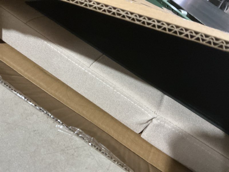 Condition photo showing As Is for Cat Litter Box Enclosure Furniture for Odor Control, Hidden Cabinet Cats Litter Ottoman with Flip-Up Lid,Cat Litter Box Bench with Storage Space, Dog Proof (Cream, Large) Cream Large