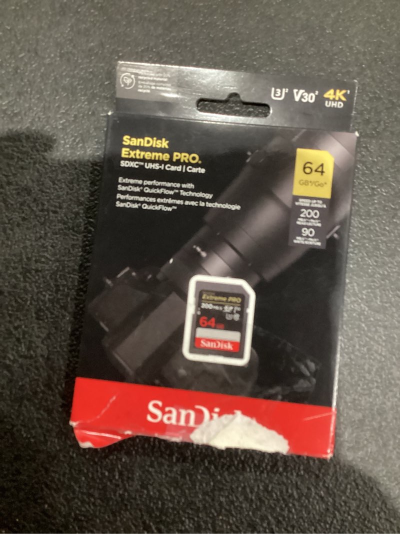 Condition photo showing As Is for SanDisk 64GB Extreme PRO SDXC UHS-I Memory Card - C10, U3, V30, 4K UHD, SD Card - SDSDXXU-064G-GN4IN 64GB Memory Card Only