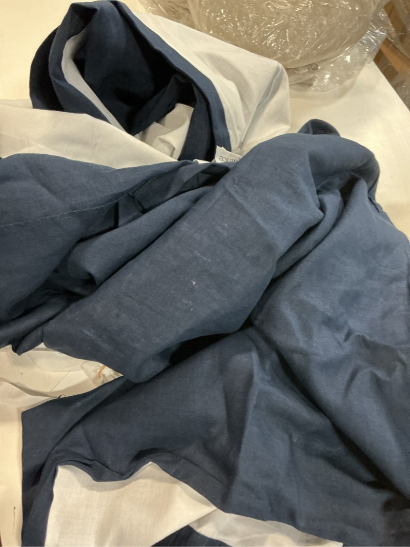 Condition photo showing Good Condition for european linen curtain, 48x108, navy