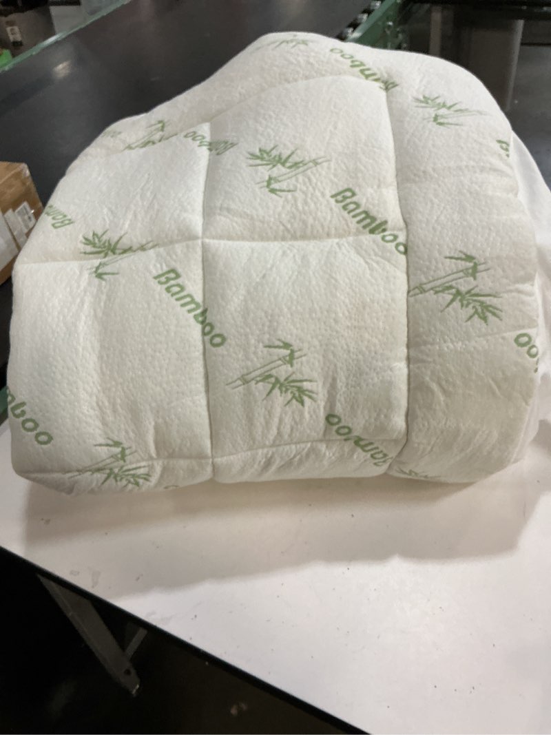 Condition photo showing As Is for ultra soft queen size mattress topper - viscose made from bamboo pillow top mattress pad for back pain relief - naturally cooling for hot sleepers, green green queen