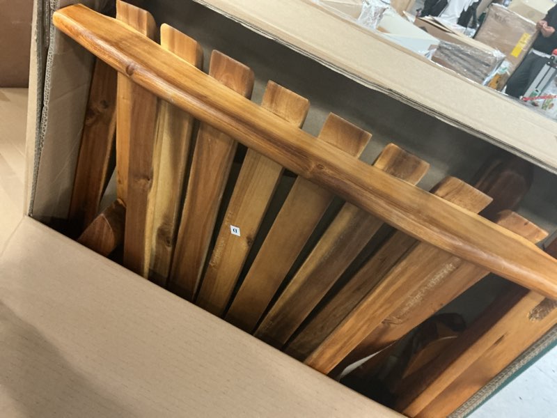 Condition photo showing As Is for Style Selections Natural Wood Frame Rocking Chair with Slat Seat