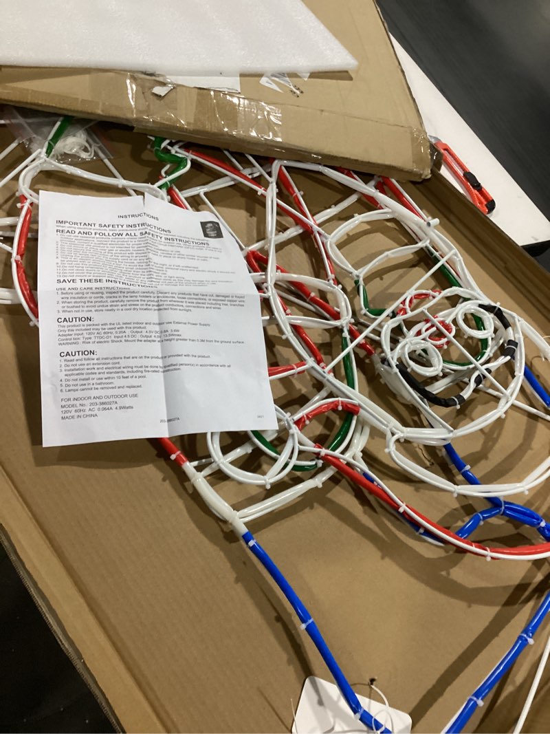 Condition photo showing As Is for Snokip 5Ft 273 LED Santa Claus Light with Controller, Colorful Neon Light for Outdoor Indoor Home Garden Christmas Festival Party Decoration