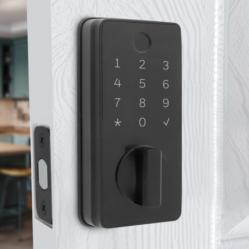 honeywell matte black electronic deadbolt fingerprint touchscreen