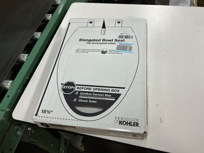 Condition photo showing New/Like New for kohler 4636-rl-0 cachet readylatch elongated toilet seat slow close, soft close toilet seat quiet lid, contoured grip-tight bumpers installation hardware, apartment essentials, white white elongated ready latch