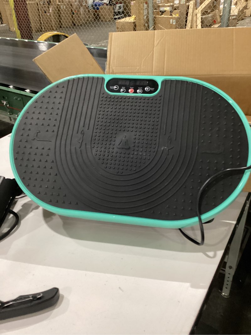 Condition photo showing As Is for Vibration Plate Exercise Machine with Resistance Bands for Weight Loss, 120 Speed Levels, Remote Control, Compact Home Gym Equipment Green