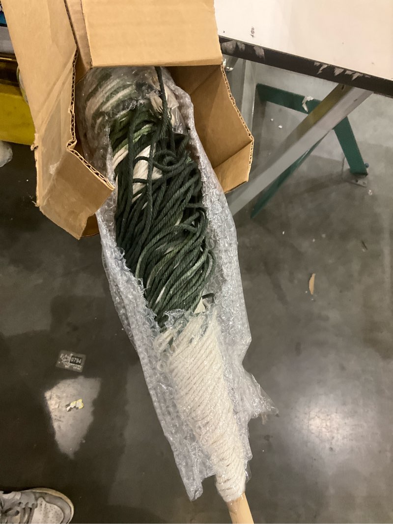 Condition photo showing As Is for IOWER Large Macrame Wall Hanging Boho Wall Art Green Fiber Dip-Dyed Handmade Macrame Cord for Headboard Bedroom Living Room Fireplace 57" W x 39" L