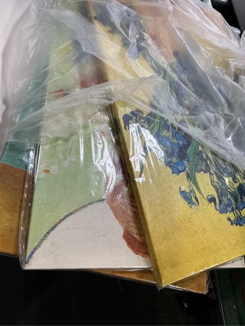 Condition photo showing Good Condition for okexckk 3 piece sunflowers- irises flower vase vincent van gogh paintings, classic canvas prints wall art for home decor 16"x24" 16x24inches*3pcs sunflower and irises