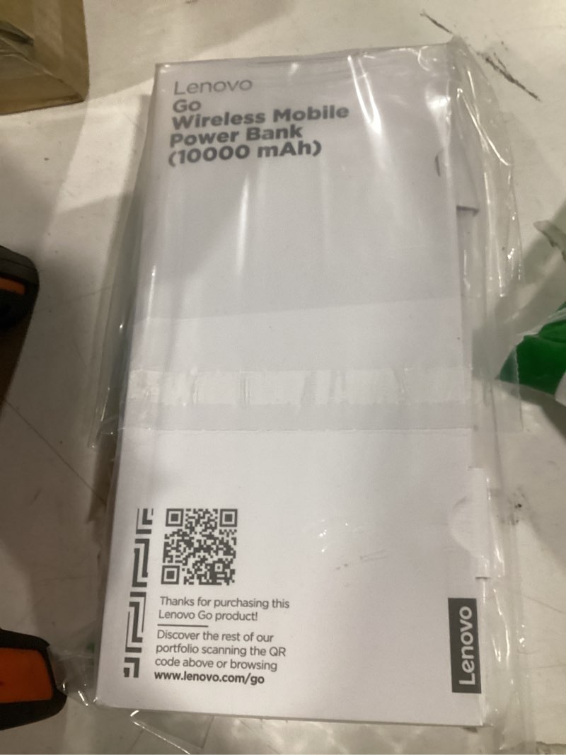 Condition photo showing As Is for Lenovo Go Wireless Mobile Power Bank (10,000 mAh Capacity) 30W max Output - Wireless Qi Fast Charging up to 15W - Built-in Overcharge Protection - Model PBLG1W - Storm Grey Power Bank 10000 mAh
