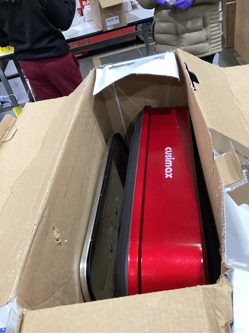 Condition photo showing Good Condition for Indoor Grill, CUSIMAX Smokeless Grill Indoor, Electric Griddle, 1500W Korean BBQ Grill with LED Smart Display & Tempered Glass Lid, Non-stick Removable Plate & Griddle Plate, Red Red Double Plates
