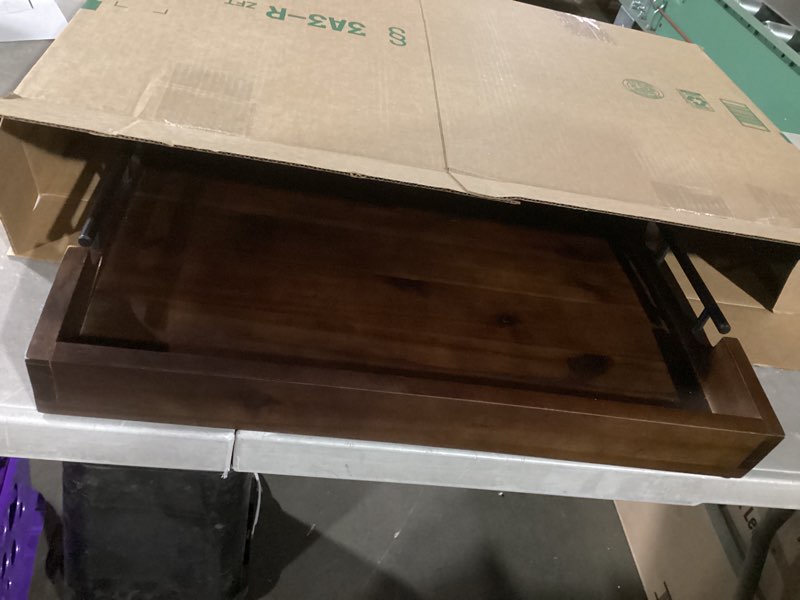 Condition photo showing Good Condition for 20 Inch Acacia Wood Ottoman Tray for Living Room - Coffee Table Trays, Serving Tray with Handles for Ottoman Table, Decorative Trays for Home Decor, Charcuterie Boards (Walnut Color) Walnut Color 20" x 14" x 2.3"