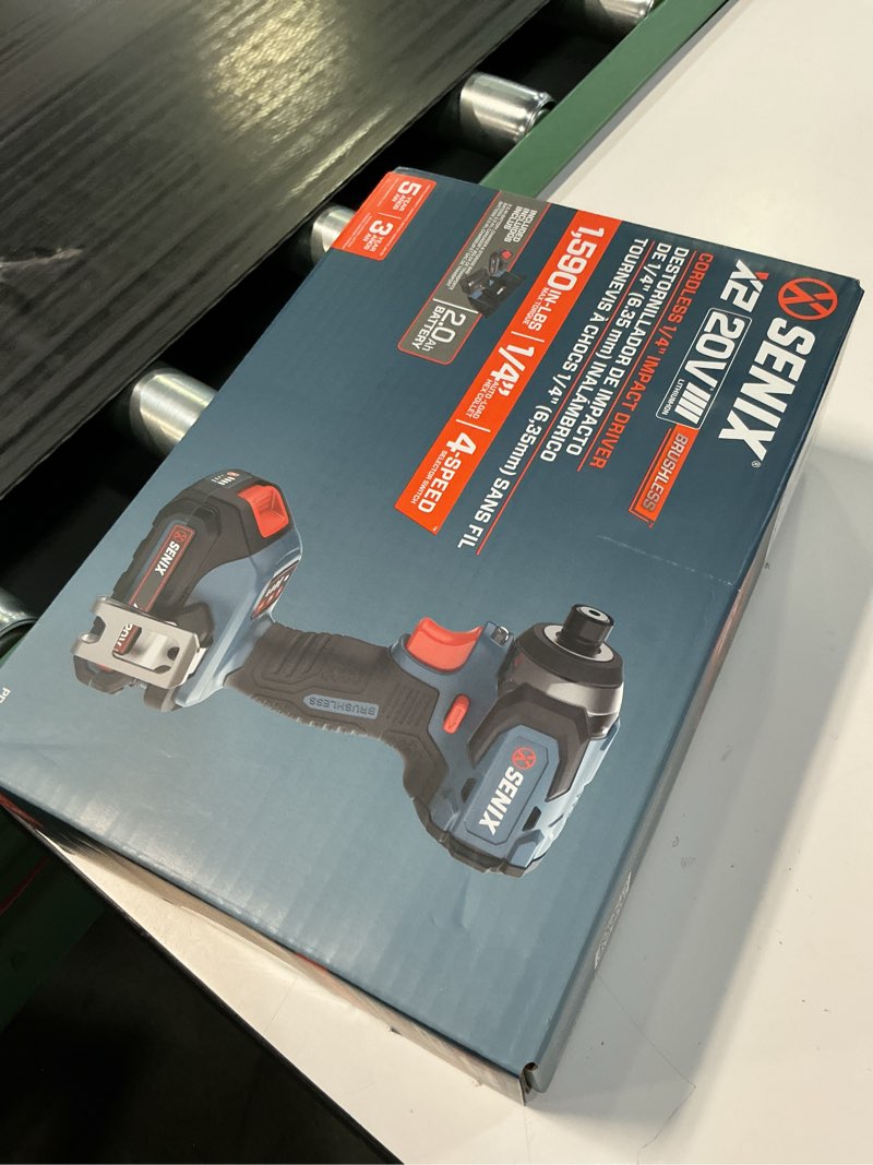 Condition photo showing New/Like New for senix x2 20-volt 1/4-in brushless cordless impact driver (1-battery included, charger included and soft bag included)